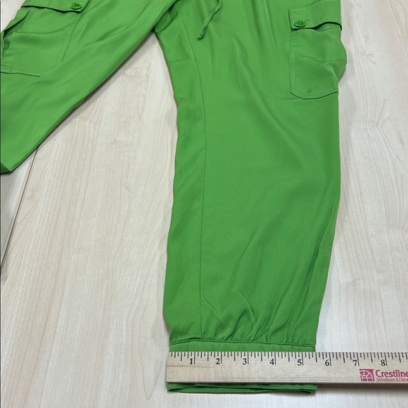 Lauren Ralph Lauren Charmeuse Green Cargo Jogger Draw String Relaxed Pants 14P - Picture 5 of 12
